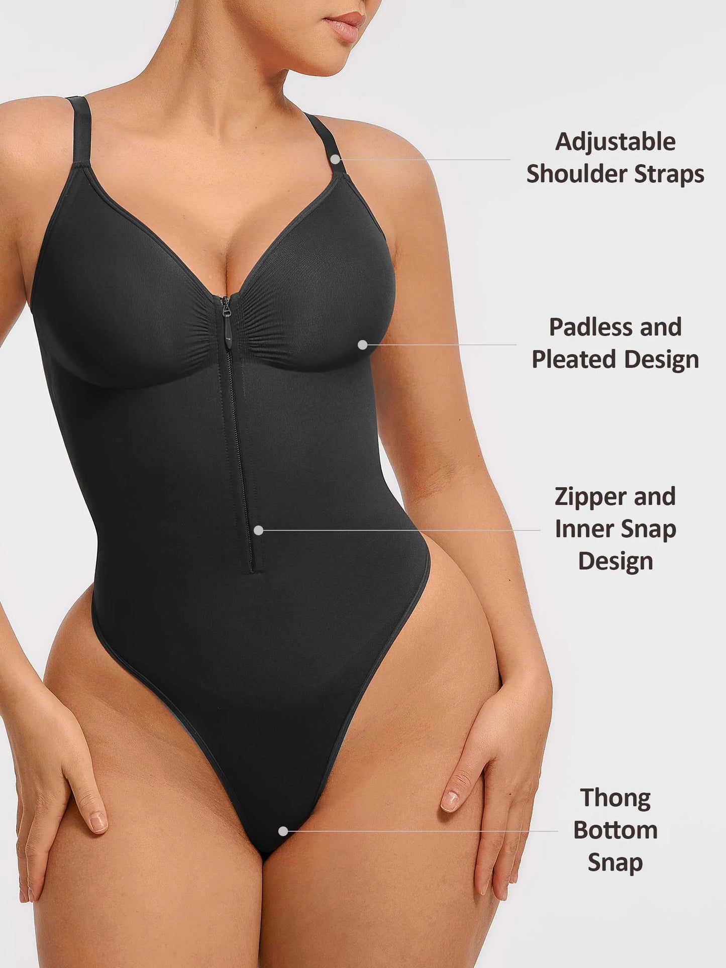 Seamless Shaping Tummy Control Zipper Bodysuit