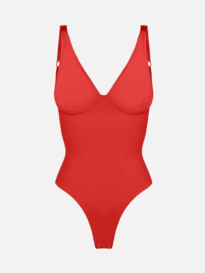 Deep V Neck Tummy Control Shapewear Bodysuit