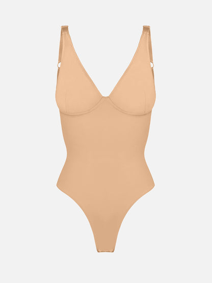 Deep V Neck Tummy Control Shapewear Bodysuit