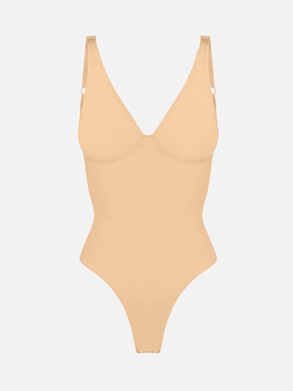 Deep V Neck Tummy Control Shapewear Bodysuit
