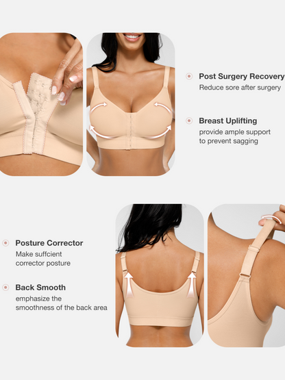 Post Surgery Full Coverage Compression Surgical Front Closure Mastectomy Bra